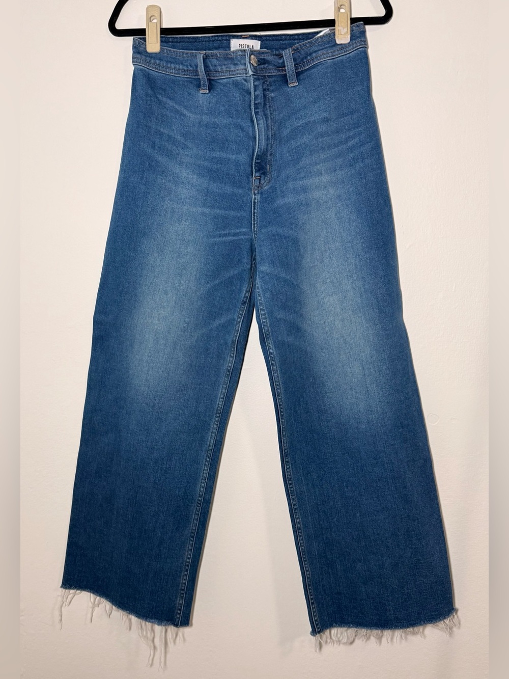 Pistola Penny Wide Leg Jeans Rooftop Blue Size 28 raw ham